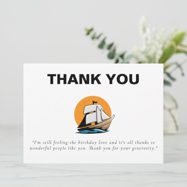 Carte De Remerciements CRUISE Boat Cruise Birthday Party  (Debout devant)