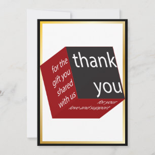 Carte De Remerciements Cube géométrique rouge Cadeau Mariage de haute t