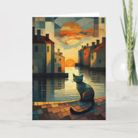 Cubist Chat : Coucher de soleil sur les eaux vénit