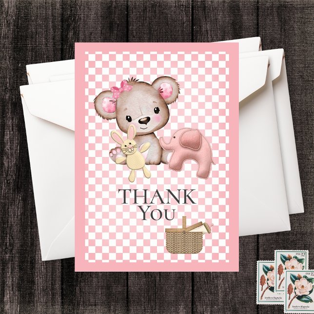 Carte De Remerciements Cuisine Brown Teddy Bear Pique-nique Baby shower M (Créateur téléchargé)