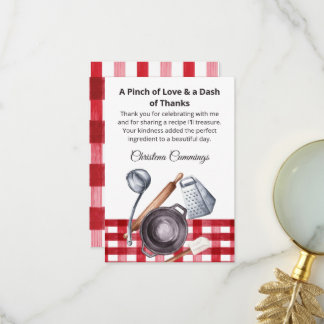 Carte De Remerciements Cuisine Une Pinchée d'Amour : Réception de Mariage