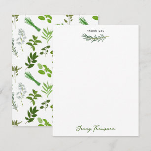 Carte De Remerciements Cuisine verte Herbes de jardin culinaire Nom perso