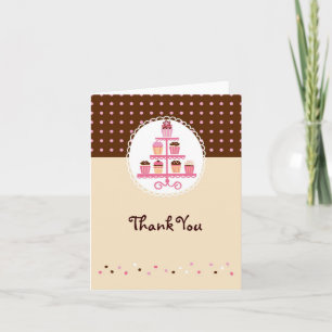 Carte De Remerciements Cupcakes sur socle (Brown/crème)