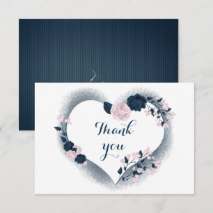 Carte De Remerciements cur floral marine et rose élégant