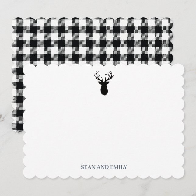 Carte De Remerciements Custom Antler Deer Wilderness Logo Stationary (Devant / Derrière)