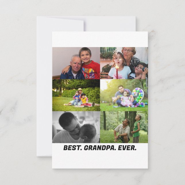 Carte De Remerciements Custom Best grand-père ever 6 photo collage (Devant)
