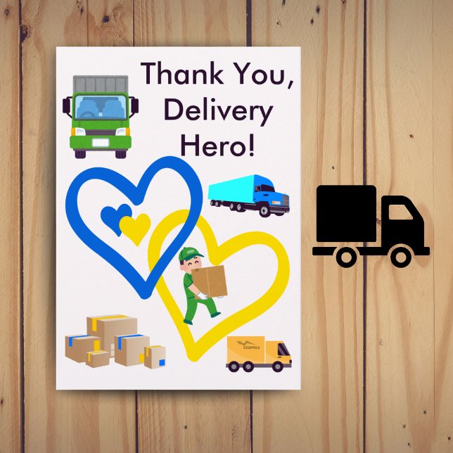 Carte De Remerciements Custom Delivery Driver Card With Editable Note (Créateur téléchargé)