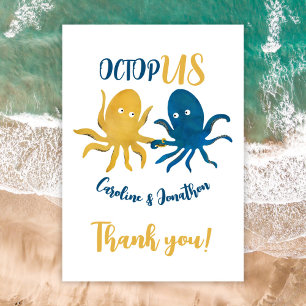 Carte De Remerciements Custom Funny Marine et Gold Ocean Octopus Mariage