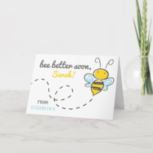 Carte De Remerciements *Custom name* bee better soon! Cute Get well Card