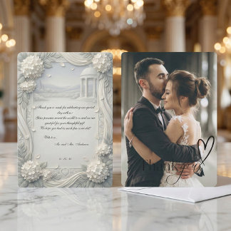 Carte De Remerciements Custom Photo Hydrangea Pearl Formal Wedding