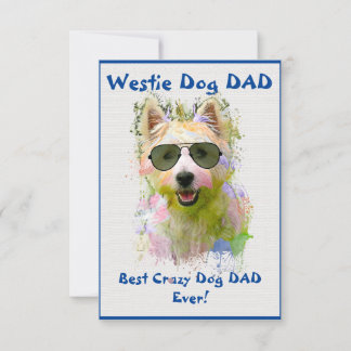 Carte De Remerciements Custom Westie papa chien meilleur chien fou papa