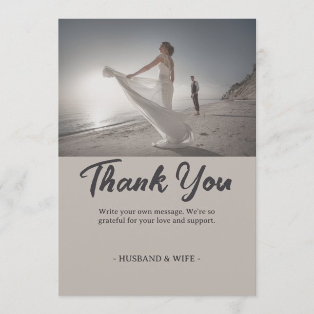 Carte De Remerciements Customizable Wedding Soft Neutral Coastal (Devant)