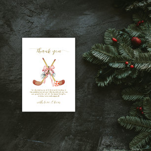 Carte De Remerciements Cute All Stars Bow Hockey Girl Baby Shower