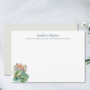 Carte De Remerciements Cute aquarelle grenouilles sur Nénuphar Personnali