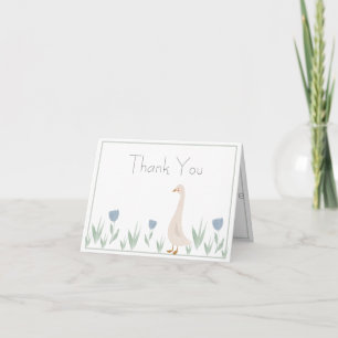 Carte De Remerciements Cute Aquarelle Oie Typographie Florale Simple