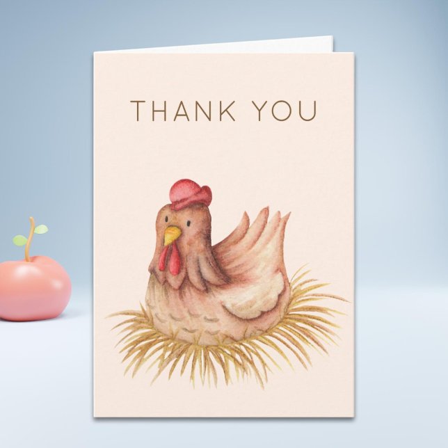 Carte De Remerciements Cute aquarelle poulet (Créateur téléchargé)