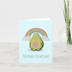 Carte De Remerciements Cute arc en ciel sur Avocado faisant du yoga