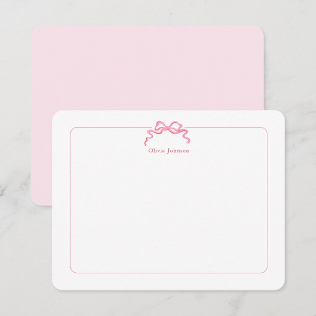 Carte De Remerciements Cute arc rose Enfants (Devant / Derrière)