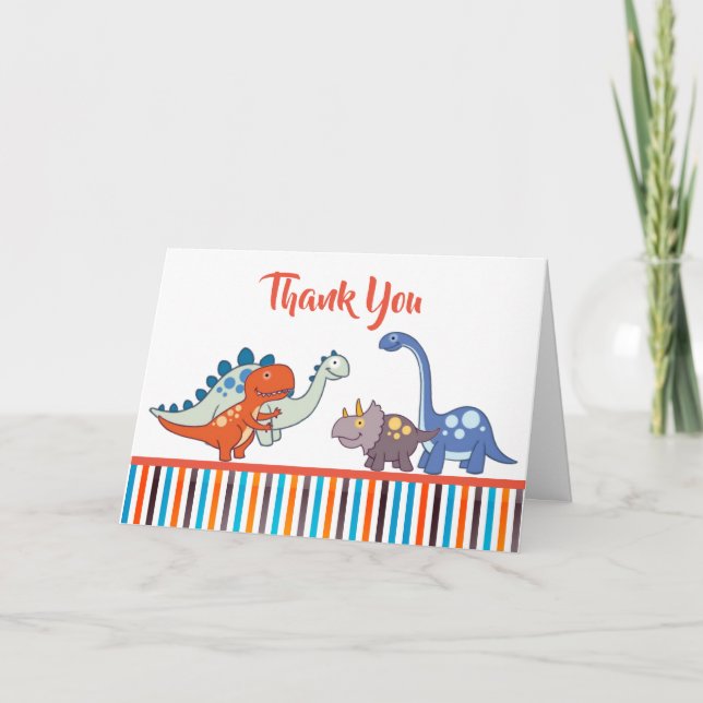 Carte De Remerciements Cute Baby Dinosaur Motif Imprimer Personnalisé (Devant)