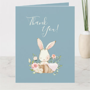 Carte De Remerciements Cute Baby shower Bunny Bleu Aquarelle