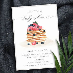 Carte De Remerciements Cute Baby shower d'aquarelle de Pancake Fruit Invi
