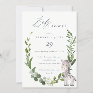 Carte De Remerciements Cute Baby Zebra Foliage Baby shower de couronne In
