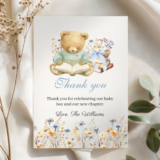Carte De Remerciements Cute Bear Books Baby Shower Thank you