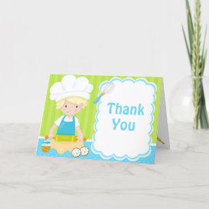 Carte De Remerciements Cute Blonde Cheveux Bois Baking Anniversaire
