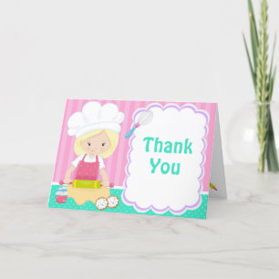 Carte De Remerciements Cute Blonde Girl Baking Anniversaire