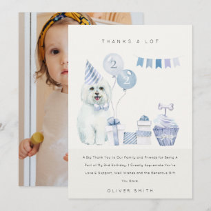Carte De Remerciements Cute Blue Boys Chien N'importe quel âge Anniversai