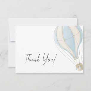 Carte De Remerciements Cute Blue Hot Air Balloon Baby shower garçon