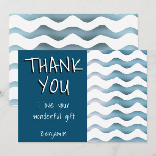 Carte De Remerciements Cute Blue Wave Boy Anniversaire