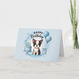 Carte De Remerciements Cute Boston Terrier Birthday Card 
