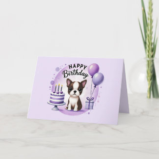 Carte De Remerciements Cute Boston Terrier Birthday Card 