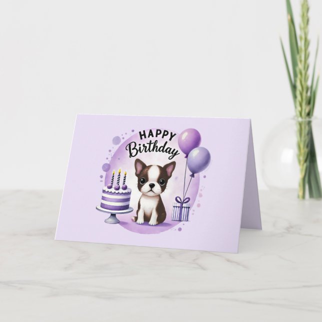 Carte De Remerciements Cute Boston Terrier Birthday Card  (Devant)