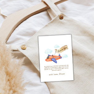Carte De Remerciements Cute Boy Minimal Aviator Avion Baby Shower 