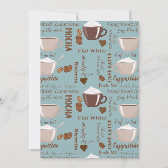 Carte De Remerciements Cute Café Cups Crème Caféine Grains Coeur Brown (Devant)