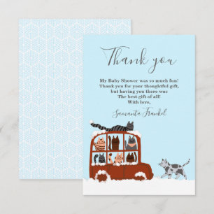 Carte De Remerciements Cute Cats hiver Anniversaire bébé