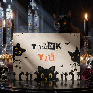 Carte De Remerciements Cute Chat Noir Halloween