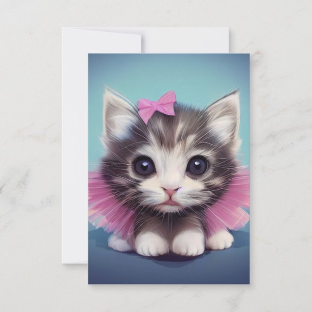 Carte De Remerciements Cute chaton en tutu (Devant)