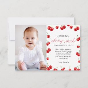 Carte De Remerciements Cute Cherry Girl Berry Photo de la fête d'annivers