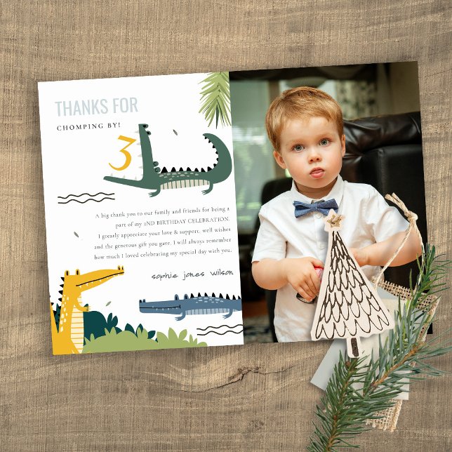 Carte De Remerciements Cute Chomp Alligator Marais Enfants Photo Annivers (Créateur téléchargé)