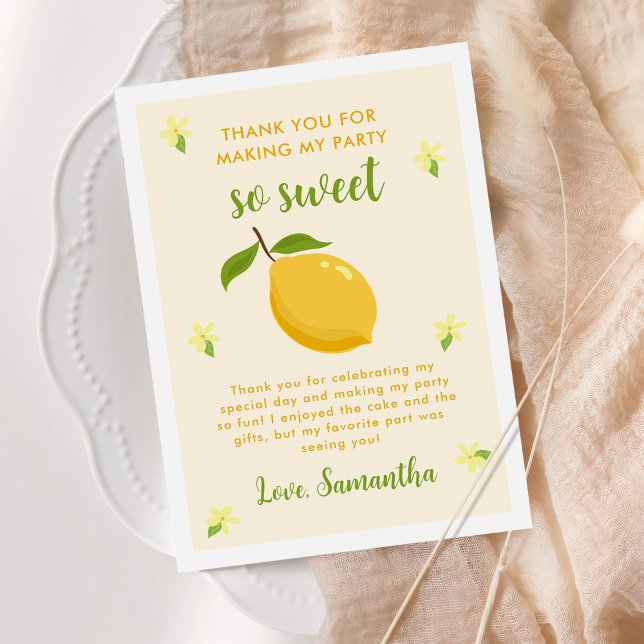 Carte De Remerciements Cute Citron Citrus fête d'anniversaire (Créateur téléchargé)