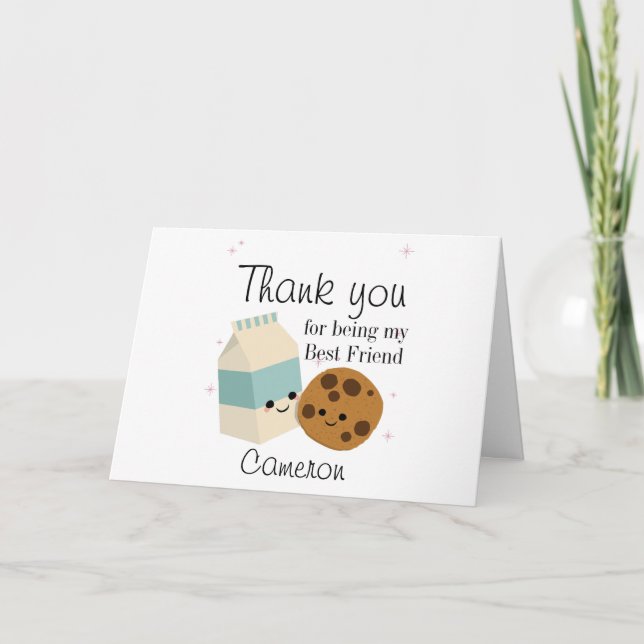 Carte De Remerciements Cute Cookie et Milk kawaii meilleur ami (Devant)