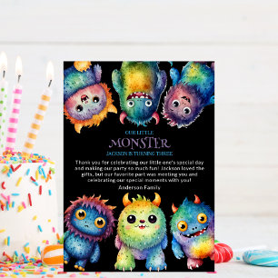 Carte De Remerciements Cute Cudely Colorful Petits Monsters Anniversaire 