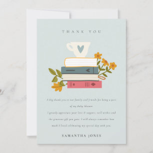 Carte De Remerciements Cute Dusky empilé Storybooks Baby shower Floral