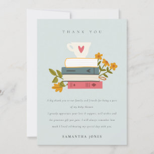 Carte De Remerciements Cute Dusky empilé Storybooks Baby shower Floral