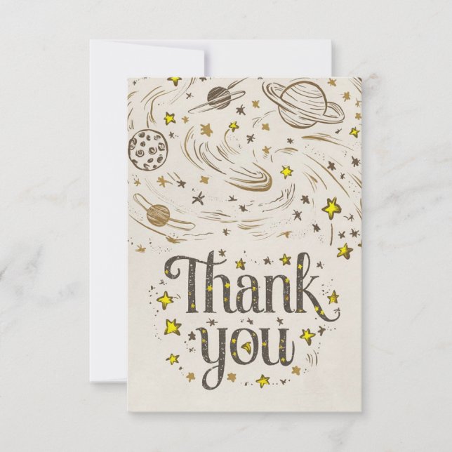 Carte De Remerciements Cute Editable Galaxy Celestial (Devant)