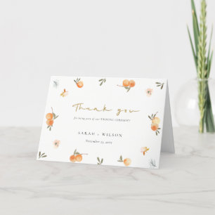 Carte De Remerciements Cute Elegant Soft Orange Vert Floral Mariage Boho