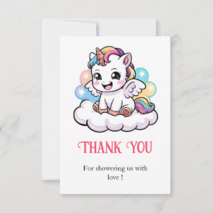 Carte De Remerciements Cute Fairytale Unicorn Baby shower